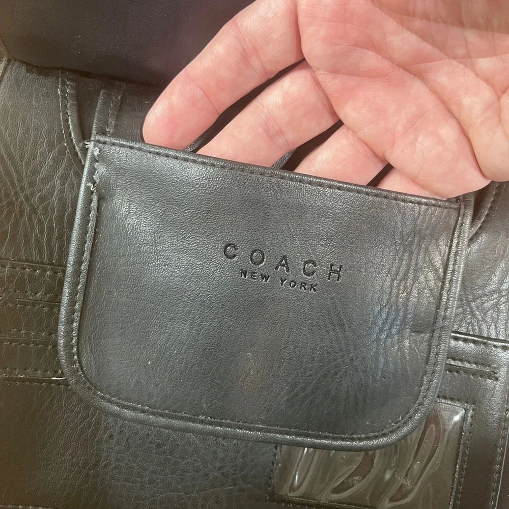 Vtg Coach Black Leather Crossbody Bag Silver Hardware Organizer Pocket